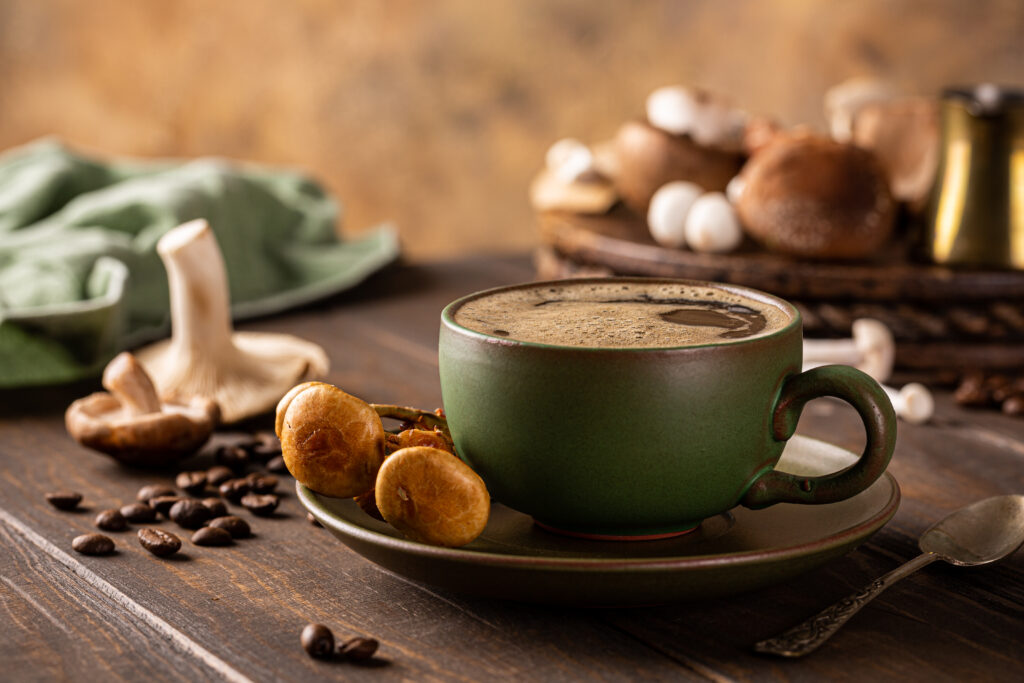 mushroom coffee in green cup 2025 03 12 20 21 20 utc